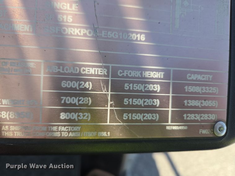 image for item ET1241 2018 UniCarriers PF50 forklift