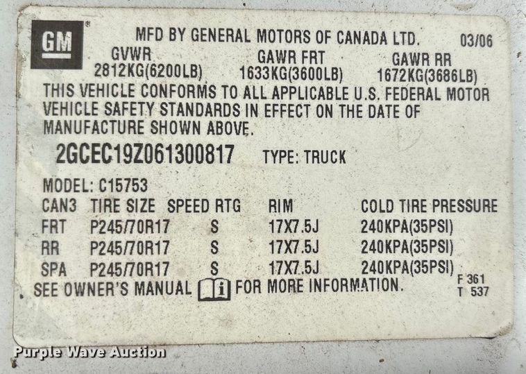 image for item ET4412 2006 Chevrolet Silverado 1500 Ext. Cab pickup truck