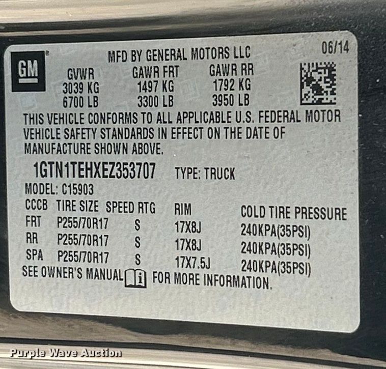 image for item ET6884 2014 GMC Sierra 1500 pickup truck