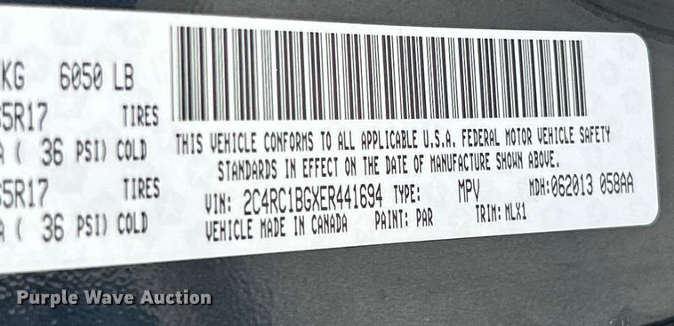 image for item ET6911 2014 Chrysler Town And Country van