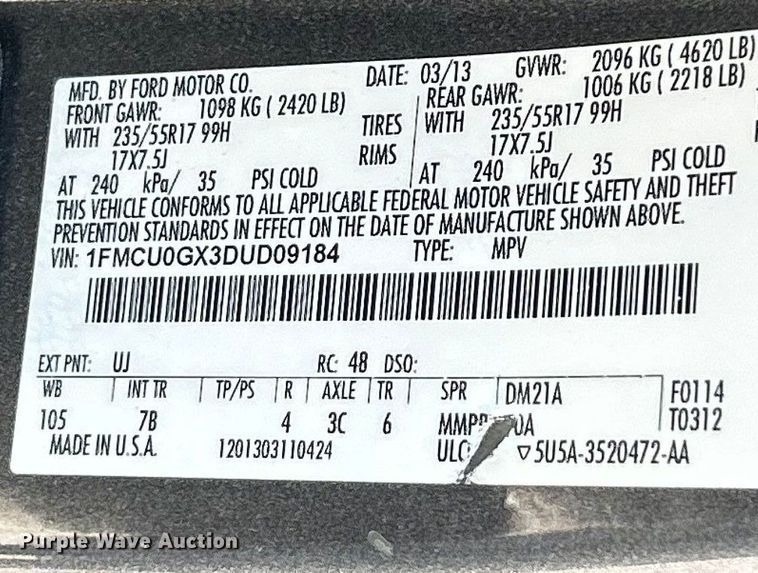 image for item ET6913 2013 Ford Escape SE SUV