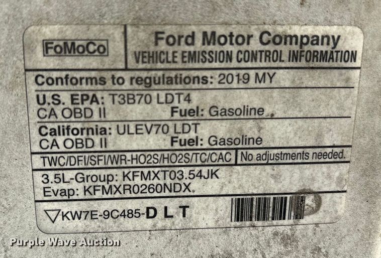 image for item ET8640 2019 Ford F150 Ext. Cab pickup truck