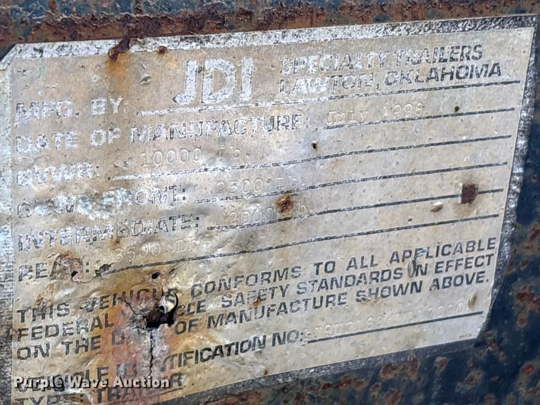 image for item EU0283 1998 JDI Trailers equipment trailer