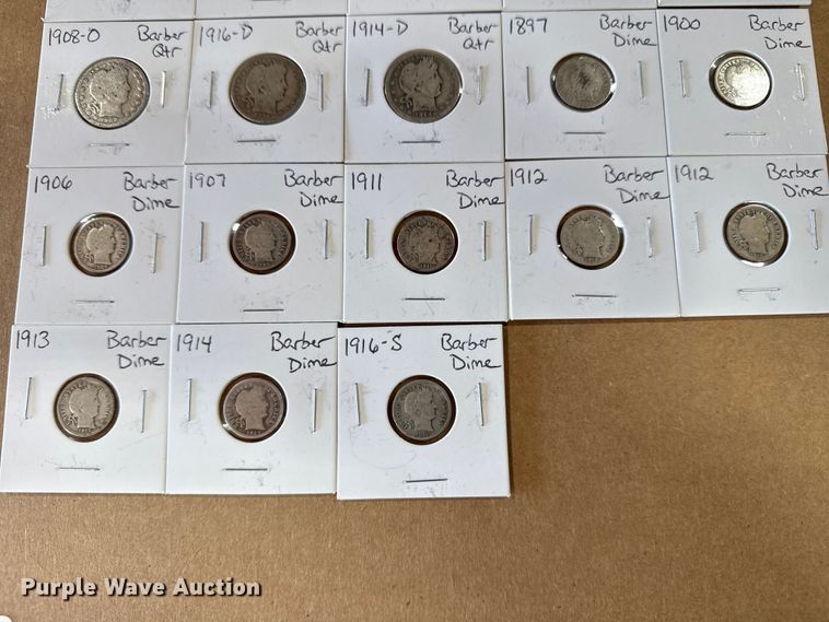 image for item EU4034 (28) Silver Barber coins