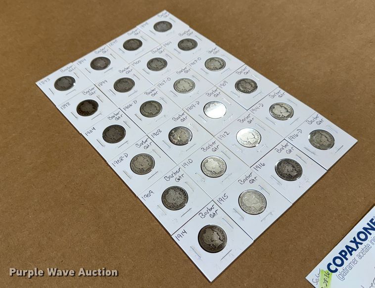 image for item EU4037 (24) Silver Barber quarters coins