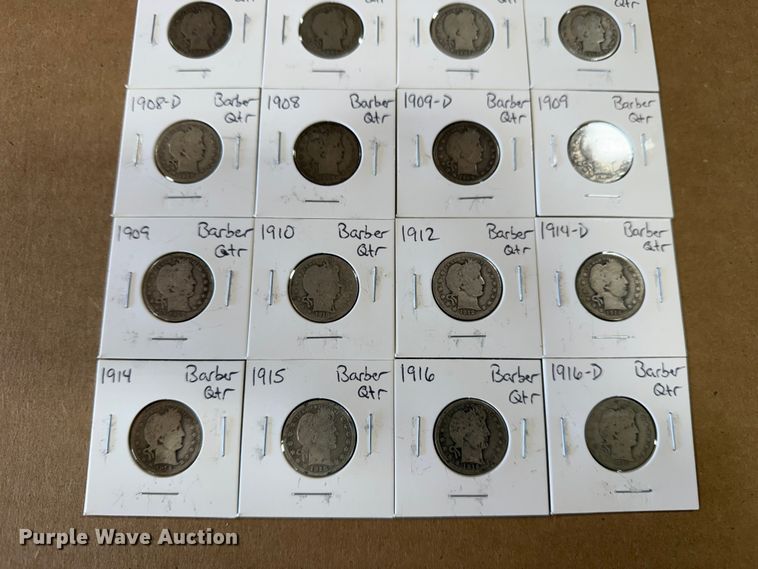 image for item EU4037 (24) Silver Barber quarters coins