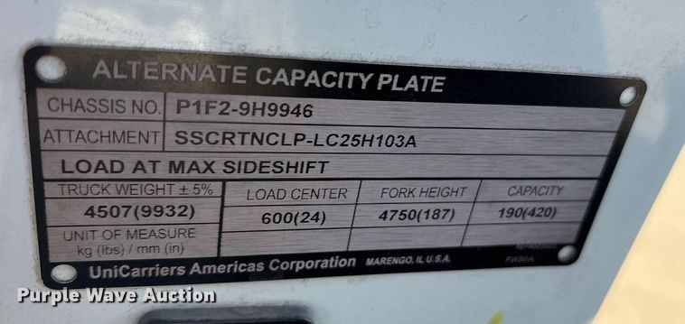 image for item EU4789 2015 Nissan PF50 forklift