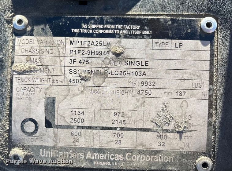 image for item EU4789 2015 Nissan PF50 forklift