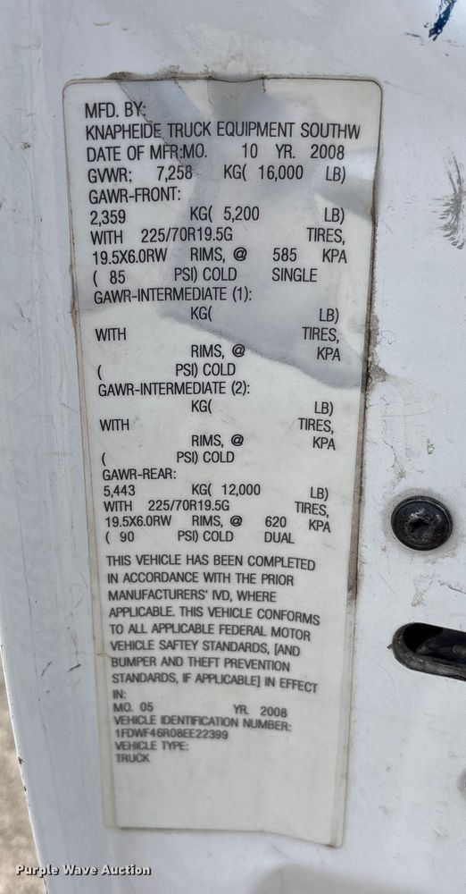 image for item EU7138 2008 Ford F450 Super Duty utility / service truck