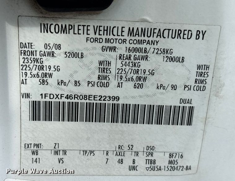 image for item EU7138 2008 Ford F450 Super Duty utility / service truck