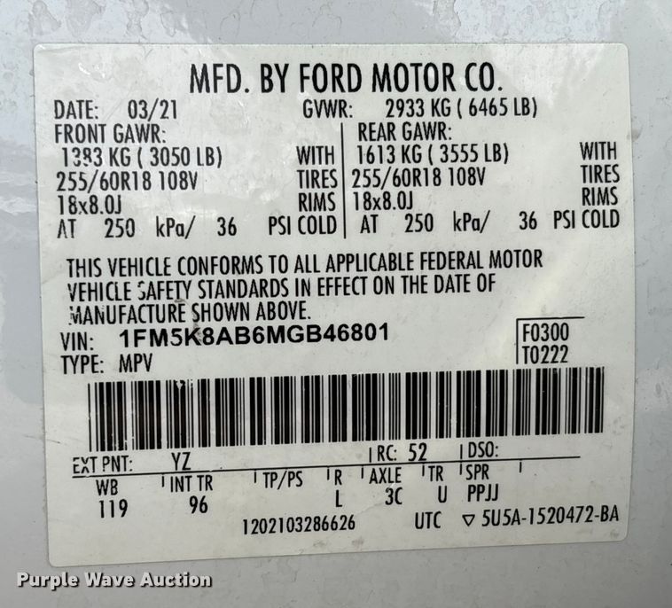 image for item EU7140 2021 Ford Explorer Police Interceptor SUV