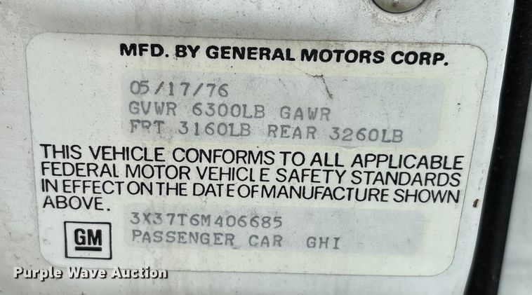 image for item EU7142 1976 Oldsmobile Ninety Eight Regency 