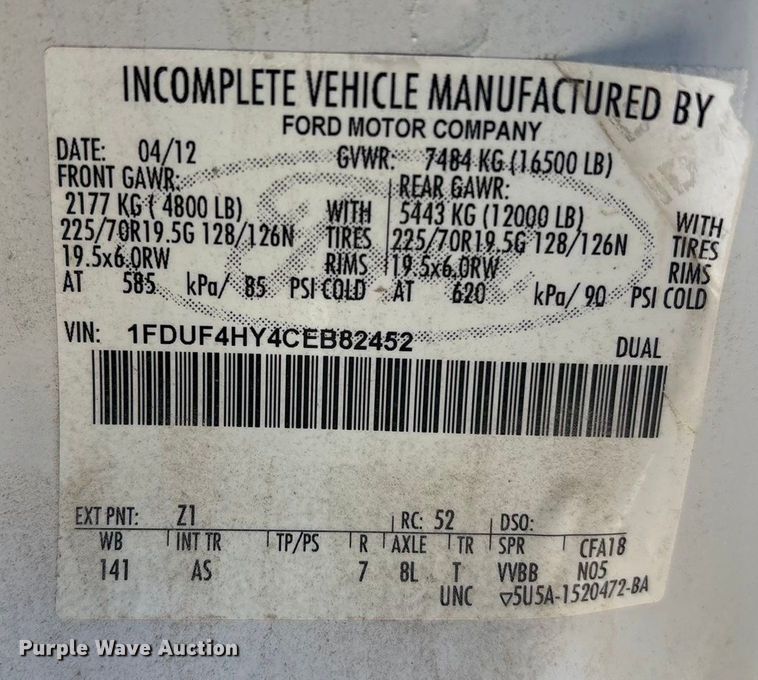 image for item EV2649 2012 Ford F450 Super Duty XL flatbed truck