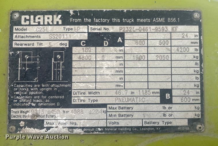 image for item EV2669 Clark C25L forklift