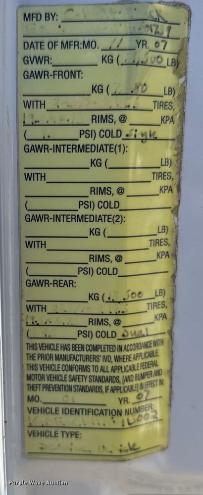 image for item FB0726 2007 GMC C5500 pickup truck