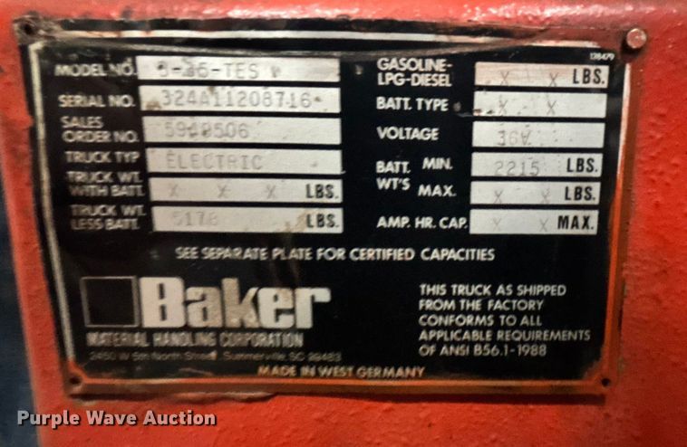 image for item FB3474 Baker 3-35-TES forklift