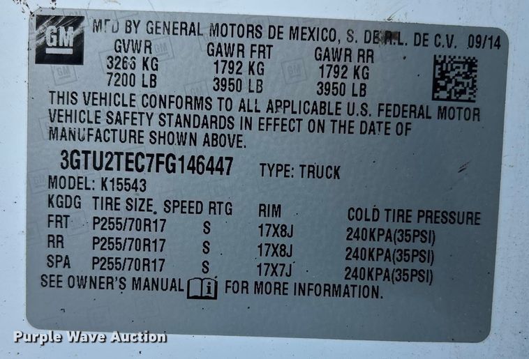 image for item FB3478 2015 GMC Sierra 1500 Crew Cab pickup truck