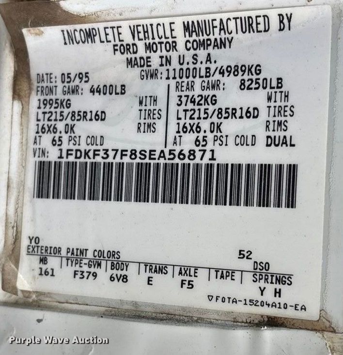 image for item FG0037 1995 Ford F350 utility bed pickup truck