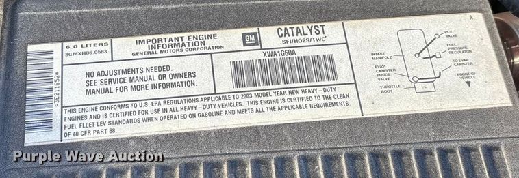 image for item FG0038 2003 Chevrolet Silverado 2500HD Ext. Cab pickup truck