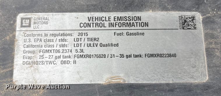 image for item FG2637 2015 GMC Sierra 1500 Ext. Cab pickup truck