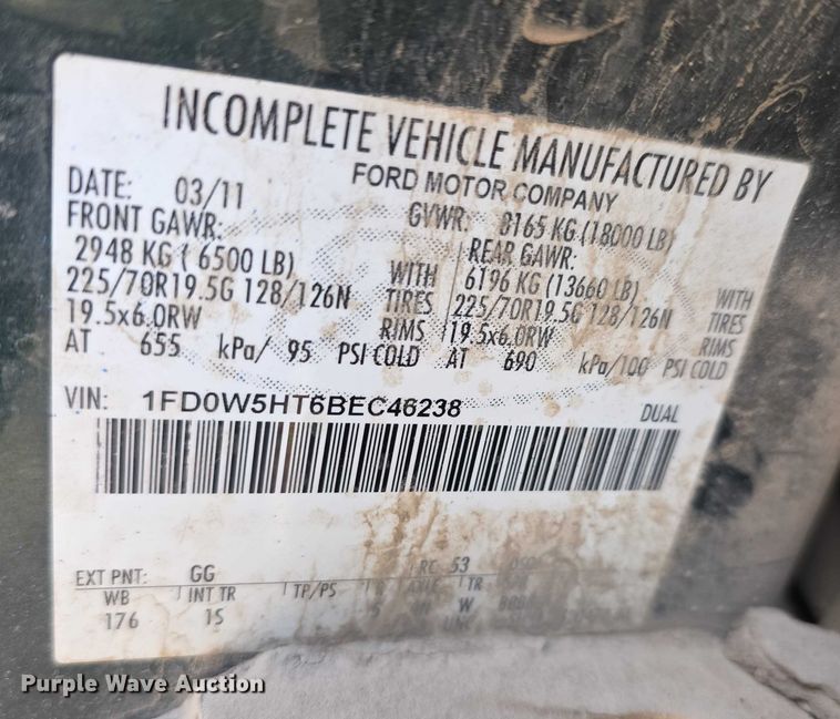 image for item FI0768 2011 Ford F550 Super Duty XL utility / service truck