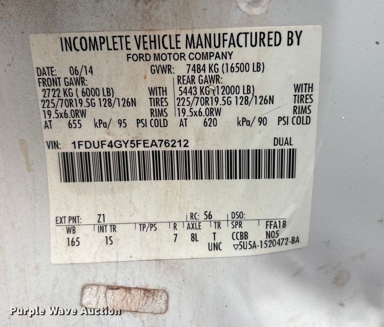 image for item FK1099 2015 Ford F450 bucket truck