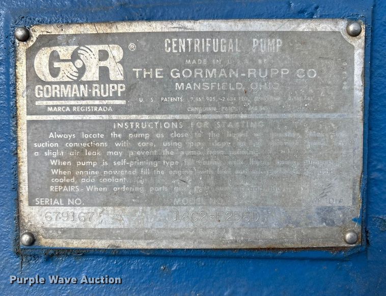 image for item FK1102 Gorman-Rupp 16C2-F256D centrifugal pump
