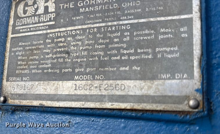 image for item FK1102 Gorman-Rupp 16C2-F256D centrifugal pump