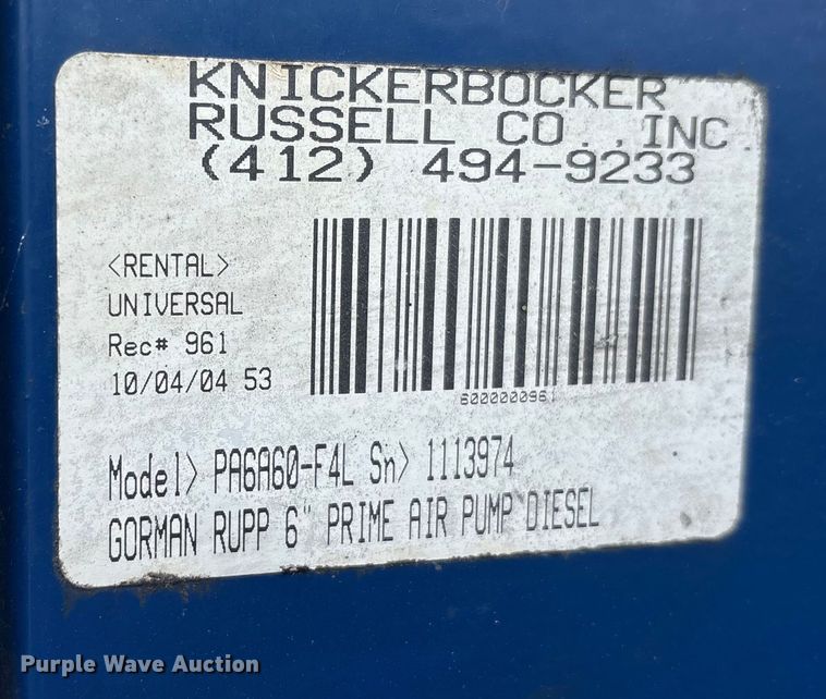 image for item FK1104 Gorman-Rupp PA6A60-F4L centrifugal pump