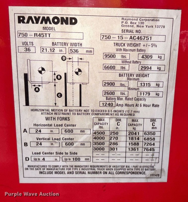 image for item FK1125 Raymond 750-R45TT reach truck