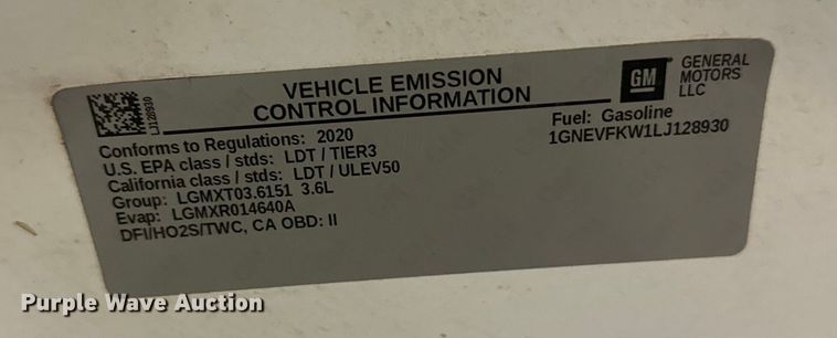 image for item FK1515 2020 Chevrolet Traverse SUV