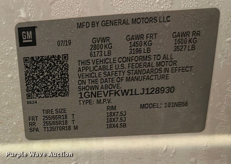 image for item FK1515 2020 Chevrolet Traverse SUV