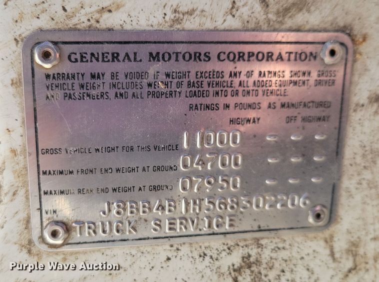 image for item NO9879 1986 Chevrolet 40 Tiltmaster dump flatbed truck