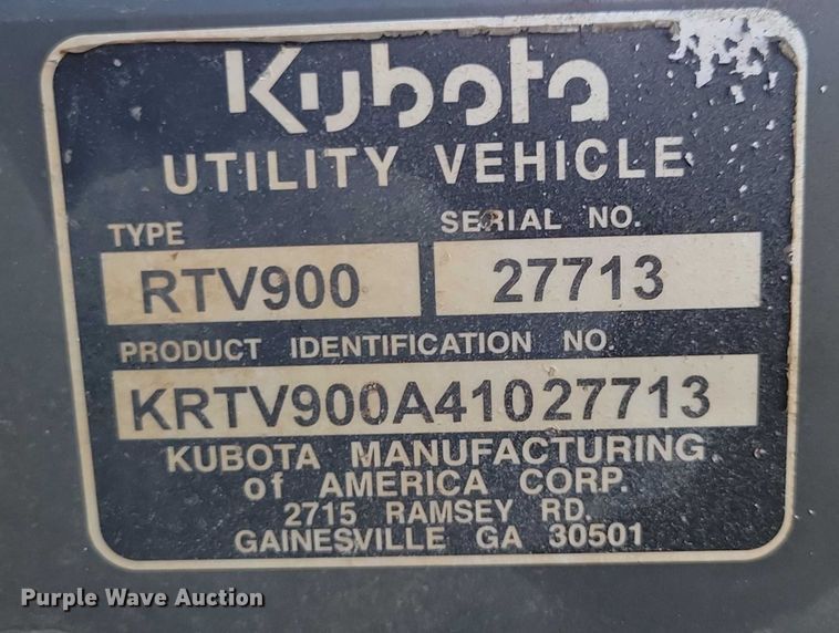 image for item NO9886 2001 Kubota RTV900 utility vehicle