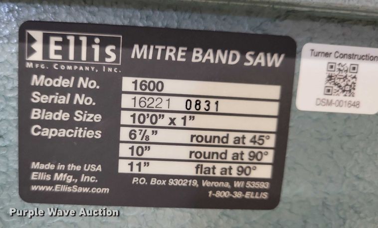 image for item NO9912 (2) Ellis 1600 band saws