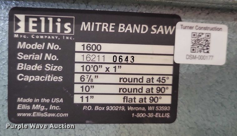 image for item NO9912 (2) Ellis 1600 band saws