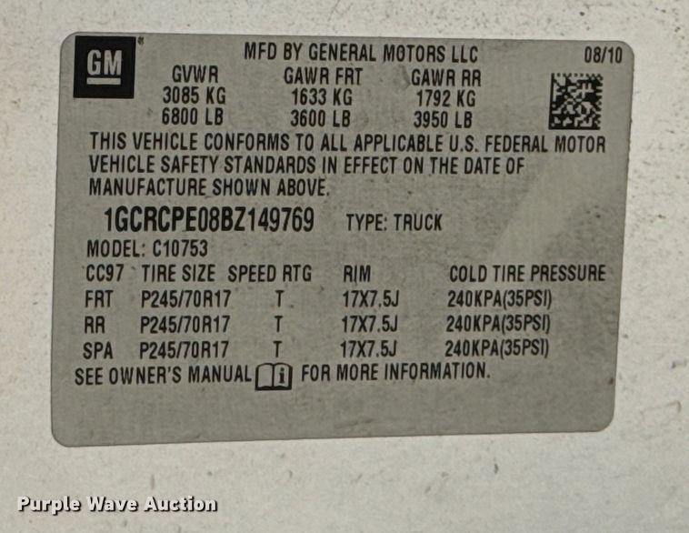 image for item OE9514 2011 Chevrolet Silverado 1500 Ext. Cab pickup truck