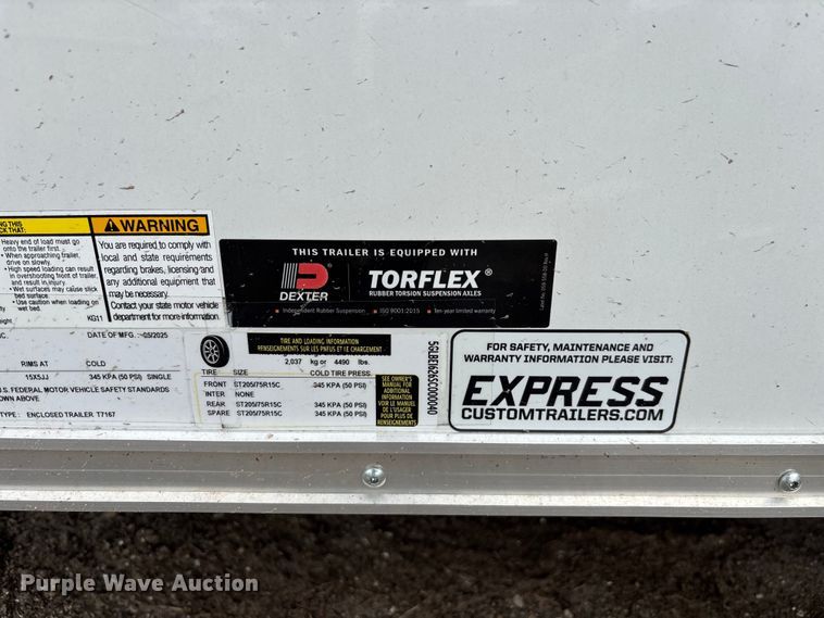 image for item YA1613 2025 Express T7167 enclosed cargo trailer