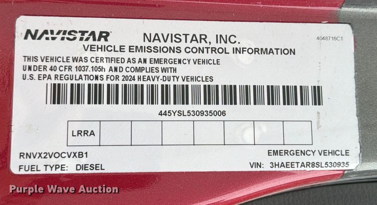 image for item YA2013 2025 International HV507 pumper fire truck