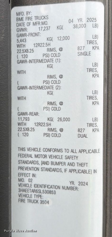 image for item YA2013 2025 International HV507 pumper fire truck