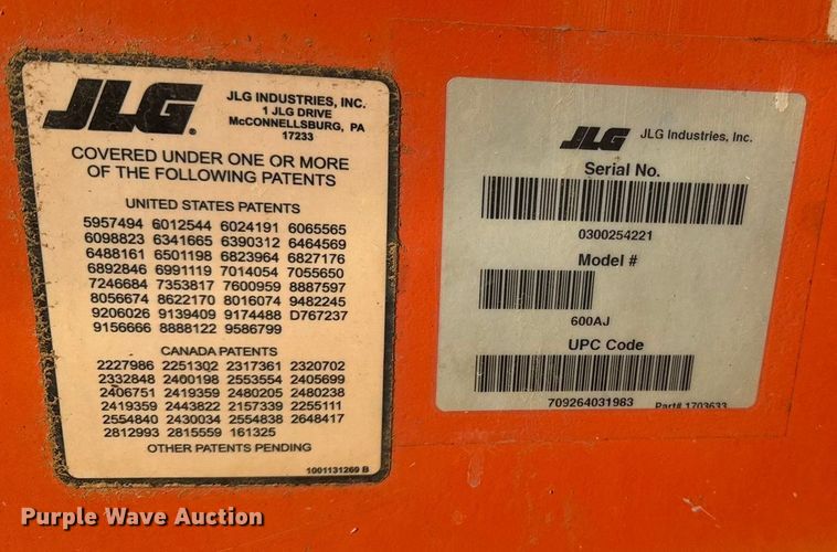 image for item DO2377 JLG 600AJ boom lift