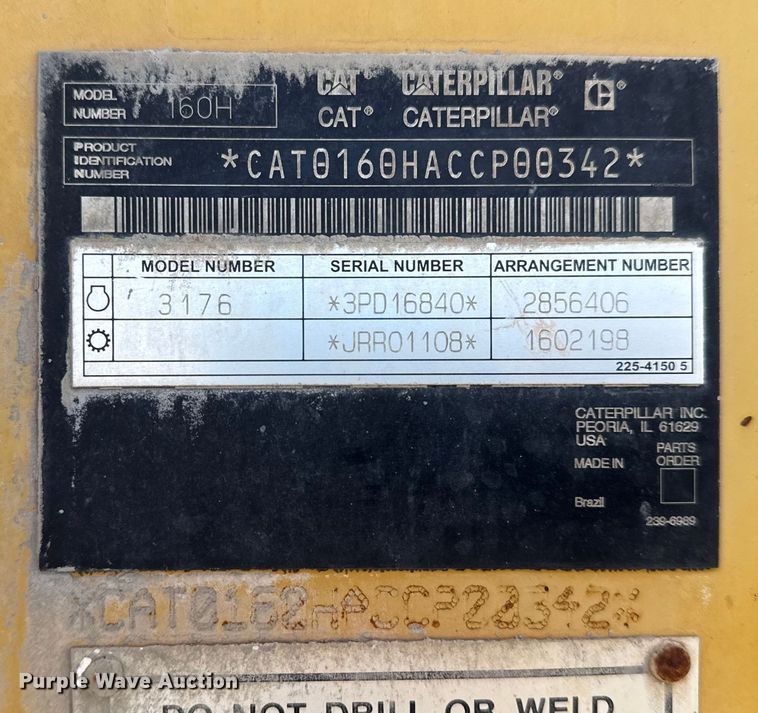 image for item DQ4226 2006 Caterpillar 160H motor grader