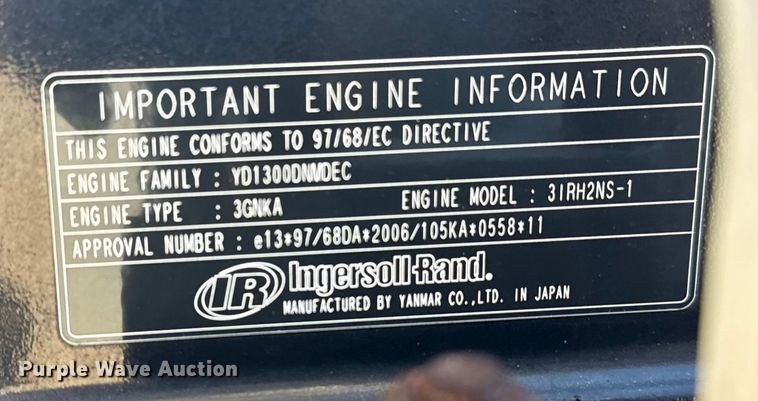 image for item DQ4236 2011 Ingersoll Rand P90 air compressor