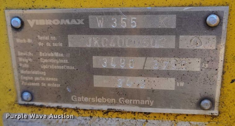 image for item DT0857 2002 Vibromax W355K double drum vibratory roller