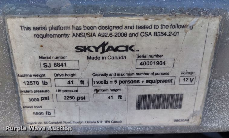 image for item DT0867 1997 SkyJack SJ8841 scissor lift