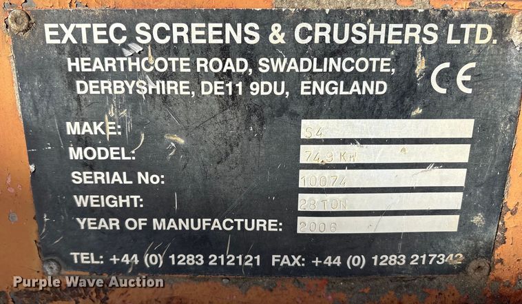 image for item DT2839 2006 Extec S4 screening plant