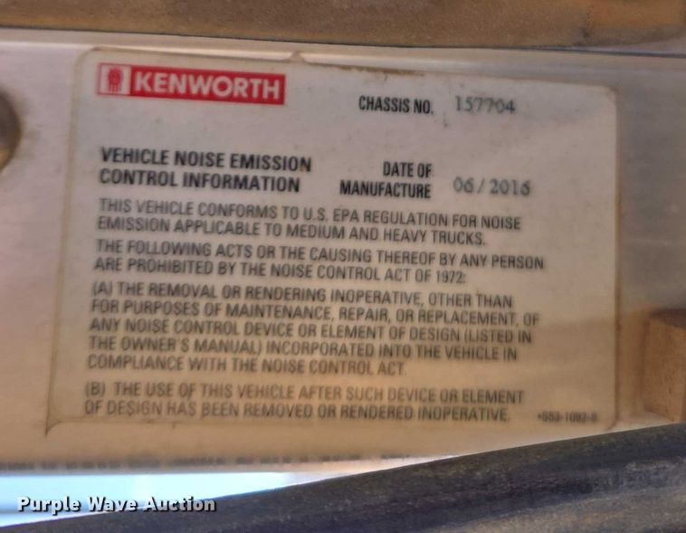 image for item DU2699 2017 Kenworth T800 dump truck