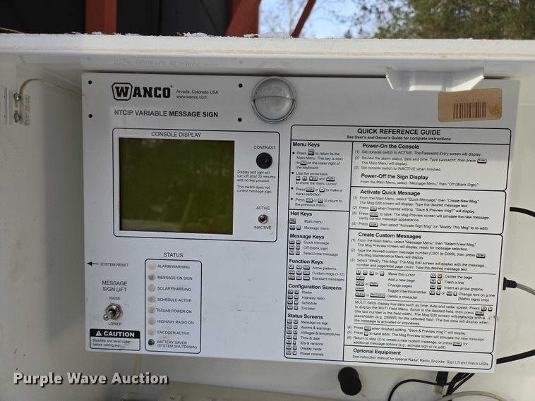 image for item DU2707 2014 Wanco message board trailer