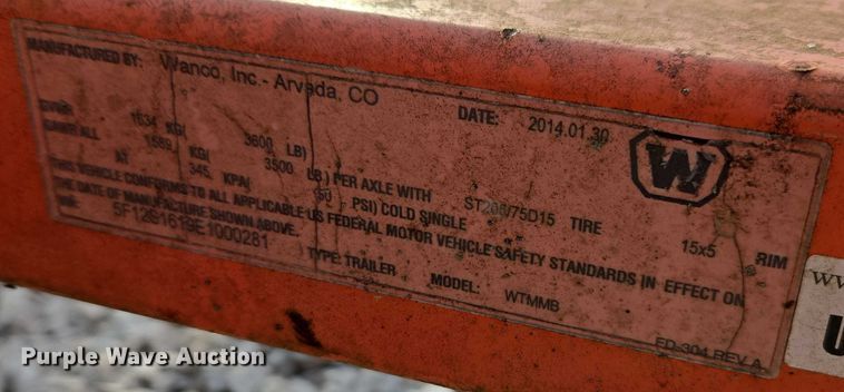 image for item DU2707 2014 Wanco message board trailer