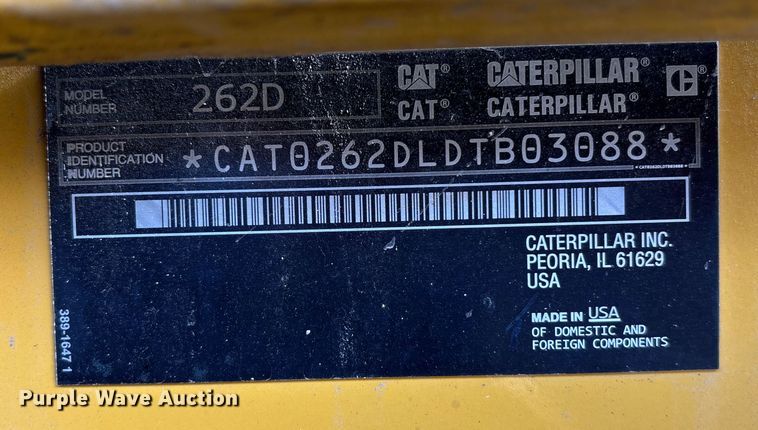image for item DU6951 2015 Caterpillar 262D skid steer loader